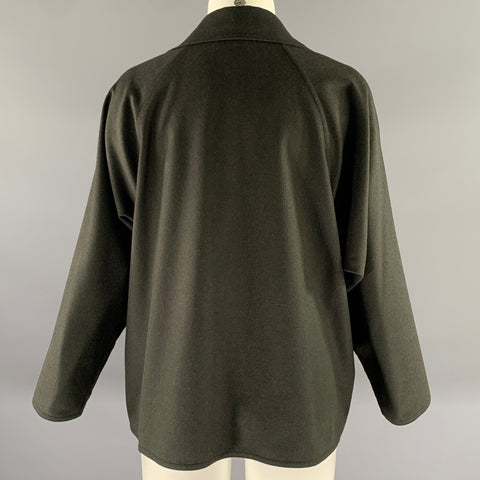 ZORAN Size M Green Olive Wool Angora Wide Notch Collar Cardigan