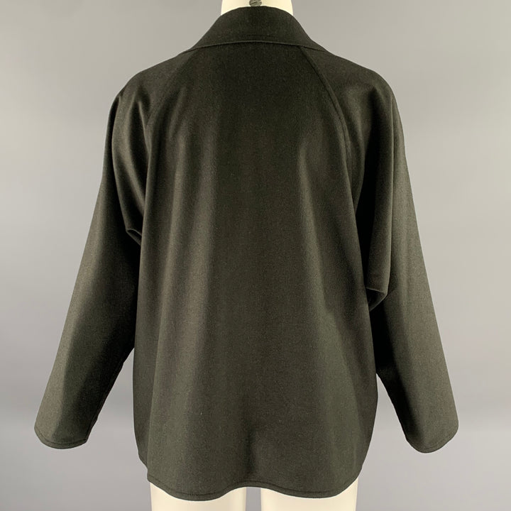 ZORAN Size M Green Olive Wool Angora Wide Notch Collar Cardigan