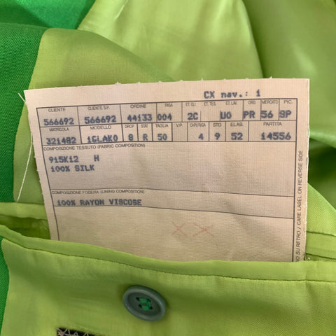 VERSACE CLASSIC SS1996 Chest Size 40 Green Silk Notch Lapel Sport Coat