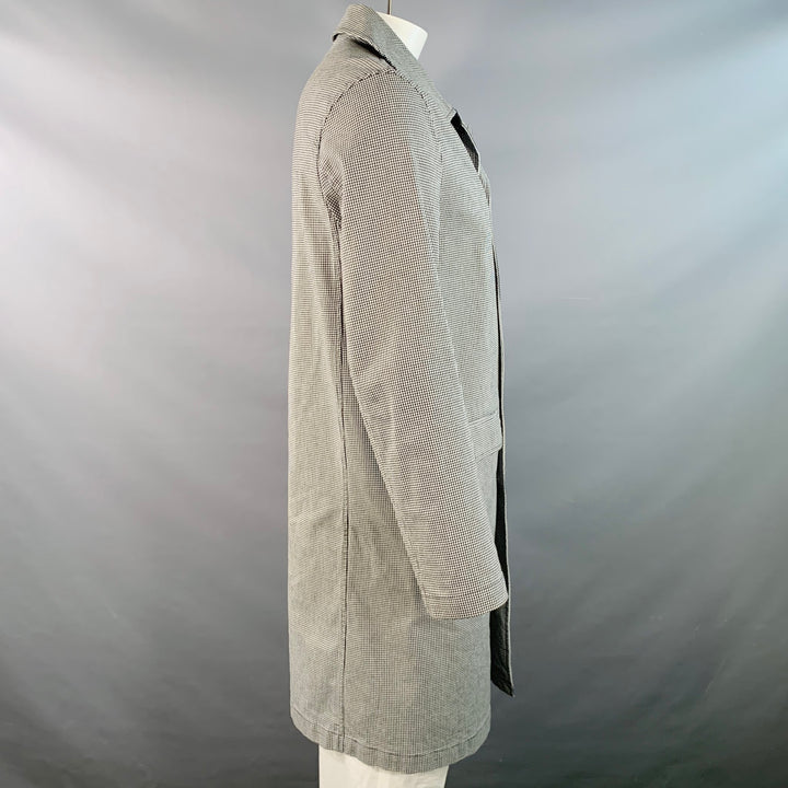 EIDOS Size 42 Black White Houndstooth Cotton Blend Button Up Coat