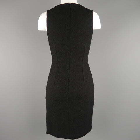VERSUS by GIANNI VERSACE Size 4 Black Wool Blend Tweed Asymmetrical Dress