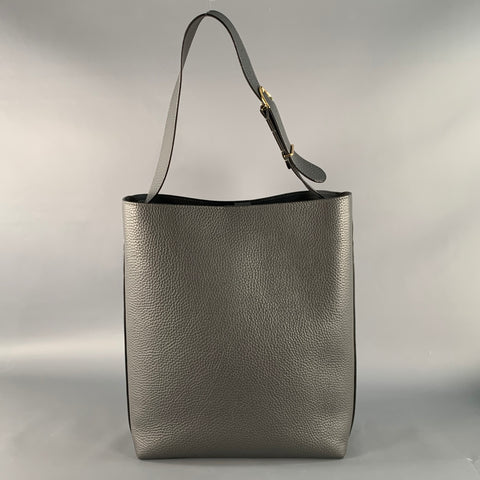 CUYANA Grey Pebble Grain Leather Tote Bag
