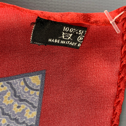 ERMENEGILDO ZEGNA Red Blue Silk Pocket Square