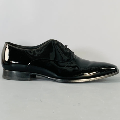 SUITSUPPLY Size 9.5 Black Patent Leather Oxford Tuxedo Lace-Up Shoes