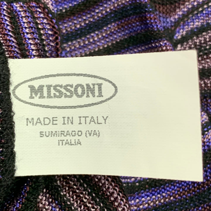 MISSONI Size 2 Purple Wool Blend Geometric High Neck Midi Dress