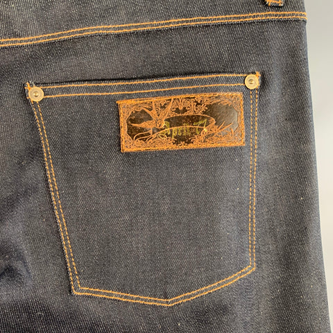 APRIL 77 Size 31 Joey Indigo Twill Cotton Blend Contrast Stitch Skinny Jeans