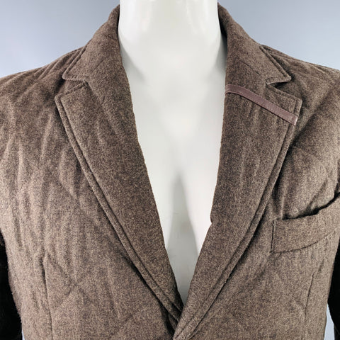BARBOUR Size L Brown Olive Quilted Polyester Single Breasted Jacket