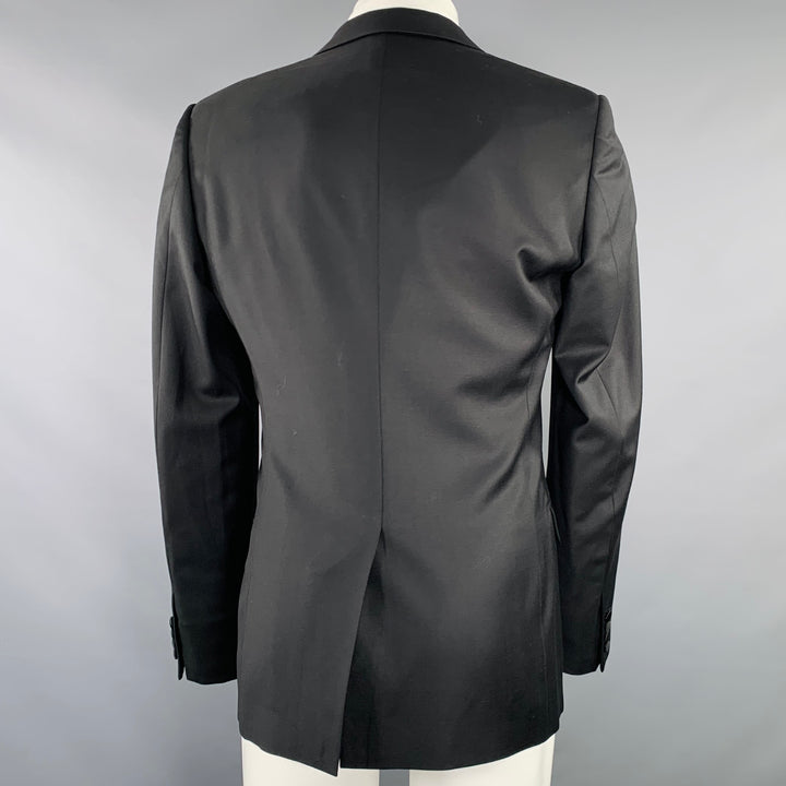 CALVIN KLEIN COLLECTION Size 36 Black Wool Peak Lapel Sport Coat