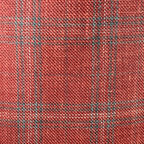 O'CONNELL'S Size 42 Long Blue & Raspberry Plaid Wool Linen Silk Sport Coat