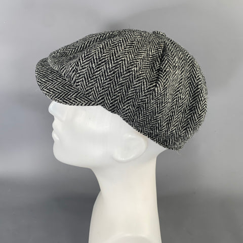 HANNA HATS One Size Grey Black Herringbone Wool Hats