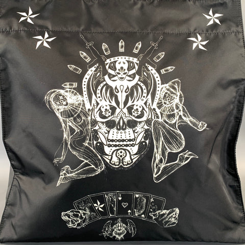 GIVENCHY Black White Skull Nylon Tote Handbag