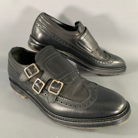 ALEXANDER MCQUEEN Size 9 Black Leather Monk Strap Loafers