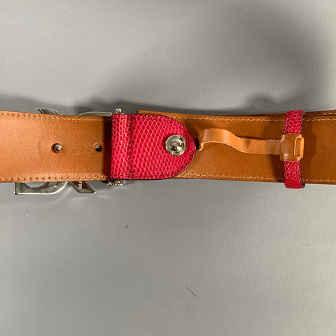BILLIONAIRE COUTURE Size 40 Pink Textured Lizard Leather Belt