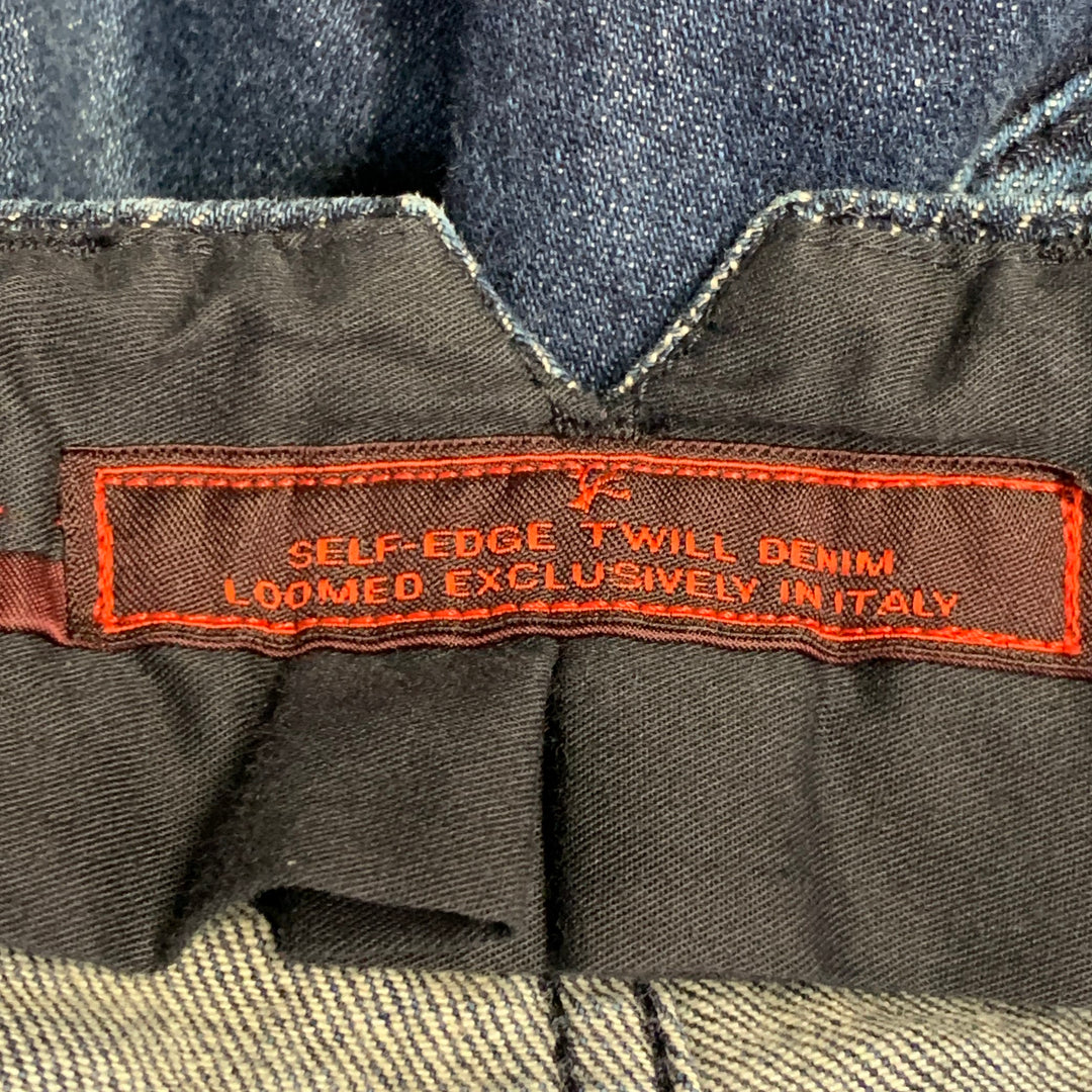 ISAIA Size 34 Blue Cotton Selvedge Twill Skinny Jeans