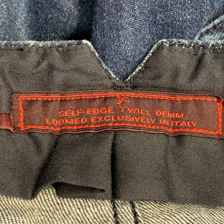 ISAIA Size 34 Blue Cotton Selvedge Twill Skinny Jeans