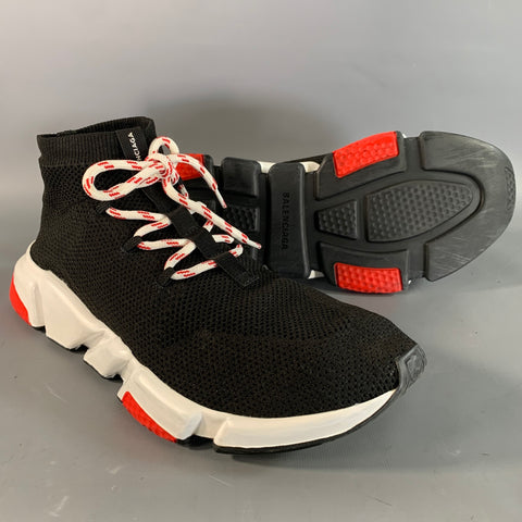 BALENCIAGA Black White Red Mesh Runner Sneakers
