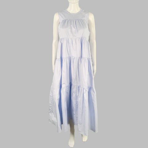 CO Size XS Blue Light Cotton Tiered Sleeveless Dress