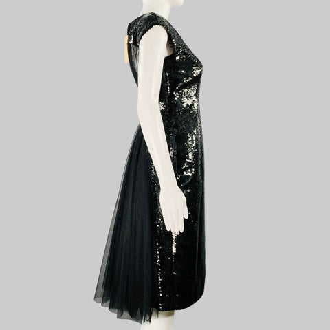 MICHAEL KORS COLLECTION Size 2 Black Wool Silk Sequined Shift Dress