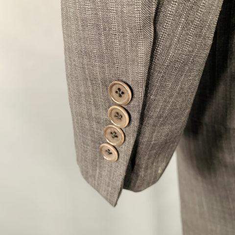 JOHN VARVATOS Size 40 Grey Charcoal Stripe Virgin Wool Suit