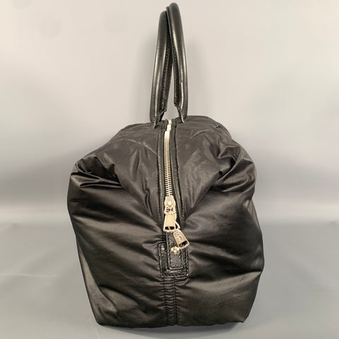 YVES SAINT LAURENT Black Quilted Leather Trim Nylon Bag