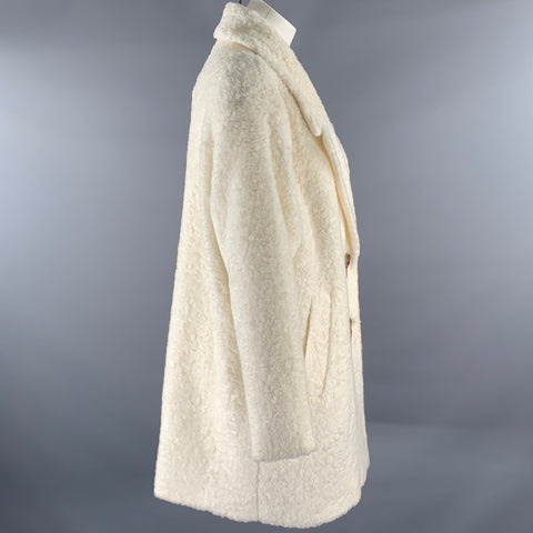 KATE SPADE Size XL Cream Acrylic Blend Faux Fur Peacoat