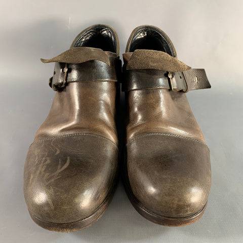 M.A+ Size 10 Brown Leather Buckle Loafers