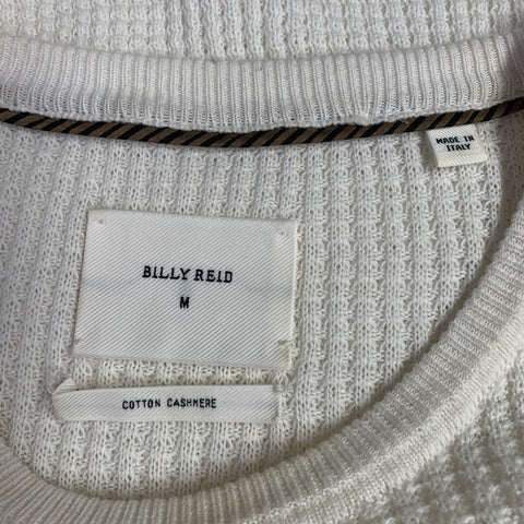 BILLY REID Size M Off White Waffle Knit Cotton Cashmere Long Sleeve T-shirt