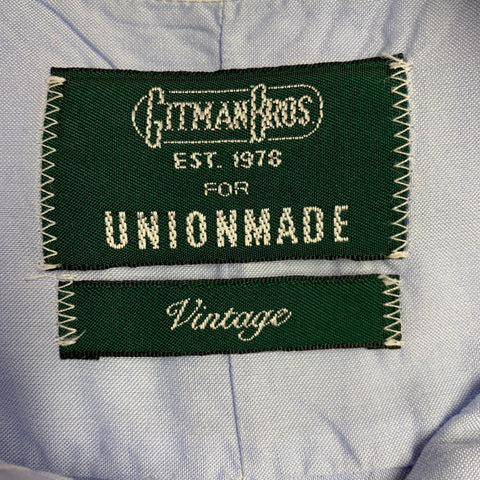GITMAN VINTAGE Size M Blue White Cotton Collarless Long Sleeve Shirt