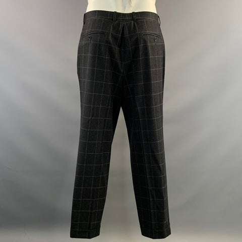 JACK VICTOR Chest Size 42 Dark Grey Window Pane Wool Notch Lapel 36 28 Suit