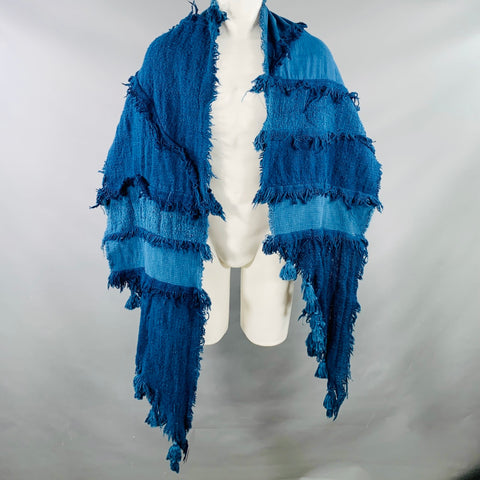 MIMBRES Blue Woven Cotton Scarf Shawl