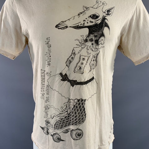 UNDERCOVERISM Size M Beige Black Giraffe Cotton Crew Neck T shirt
