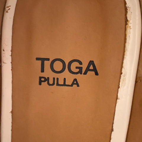 TOGA PULLA Size 8.5 White Silver Leather Pull On Western Harness Boots