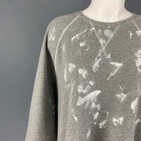 THE GREAT Taille 2 Pull à col rond en coton et polyester gris blanc