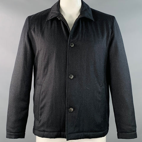 SUNSPEL Size L Grey Charcoal Wool Button Up Coat