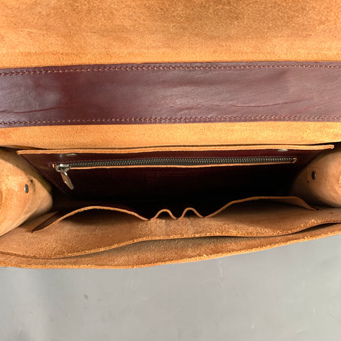 JACK SPADE Burgundy Solid Leather Messenger Bag