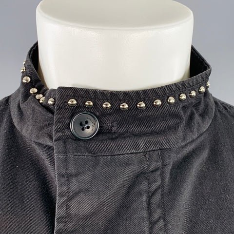SAINT LAURENT Manteau en coton clouté noir Taille 40