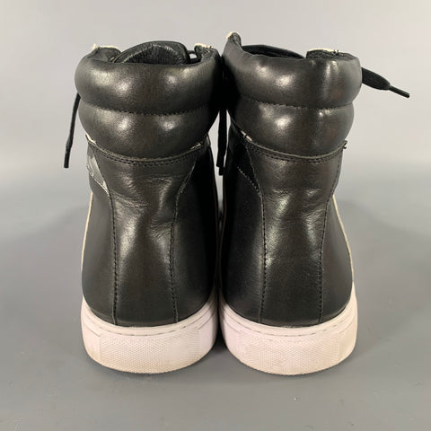BADGLEY MISCHKA Size 12 Black Silver Camo Leather High Top Sneakers