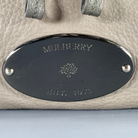 MULBERRY Mini Taylor Grey Charcoal Two Tone Leather Satchel Handbag