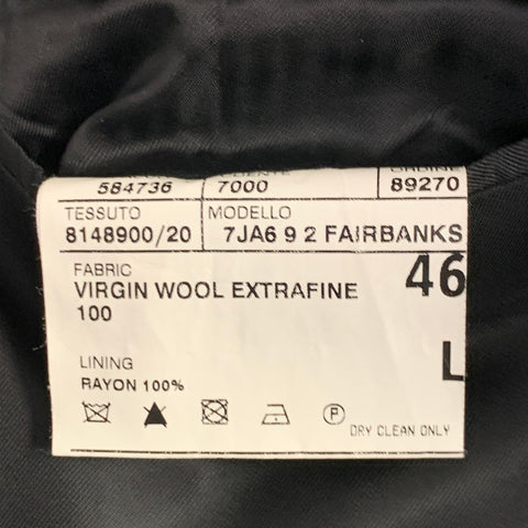 POLO by RALPH LAUREN Size 46 Black Virgin Wool Peak Lapel Tuxedo