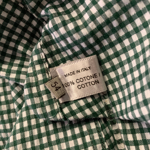 Chemise manches longues en coton à carreaux vichy vert et blanc BOTTEGA VENETA taille XL