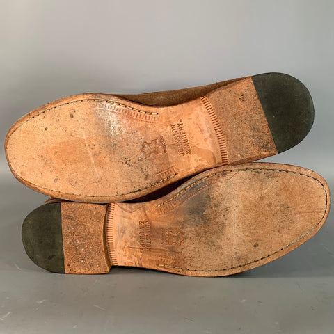 JOHNSTON & MURPHY Size 11 Brown Tan Contrast Stitch Leather Suede Penny Loafers
