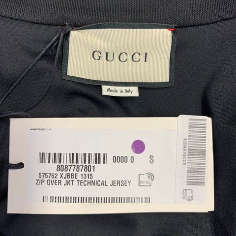 GUCCI  2019 Size S Black Red Embroidery Polyester Cotton Zip Up Jacket