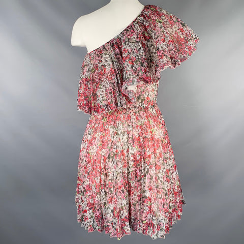 GIAMBATTISTA VALLI Size 4 Multi Color Polyester Floral Asymmetrical Dress