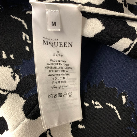 ALEXANDER MCQUEEN Size M White Black Viscose Blend Floral Off-Shoulder Dress