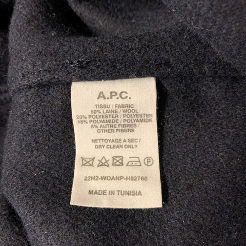 APC Size S Blue Grey Plaid Wool Blend Button Up Jacket