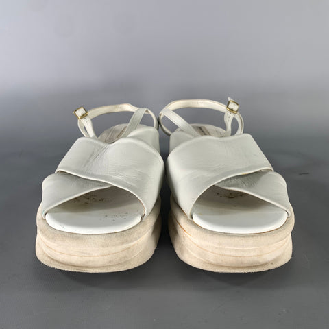 DRIES VAN NOTEN Size 8 White Leather Sandals