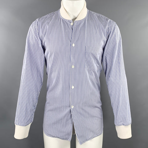 COMME des GARCONS Size M Blue White Stripe Cotton Long Sleeve Shirt