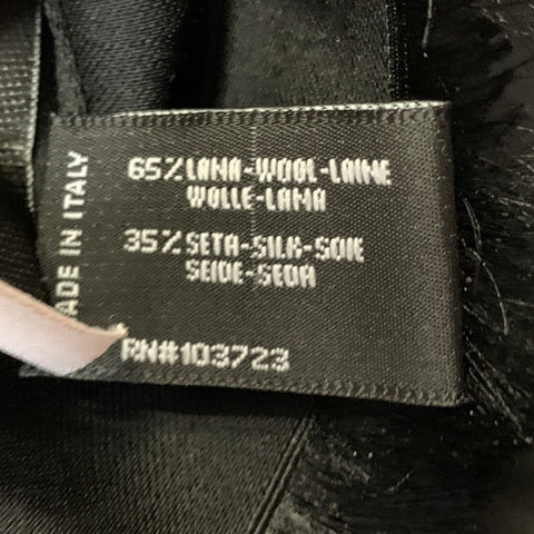 GIORGIO ARMANI Black Tapestry Wool Silk Fringe Scarf