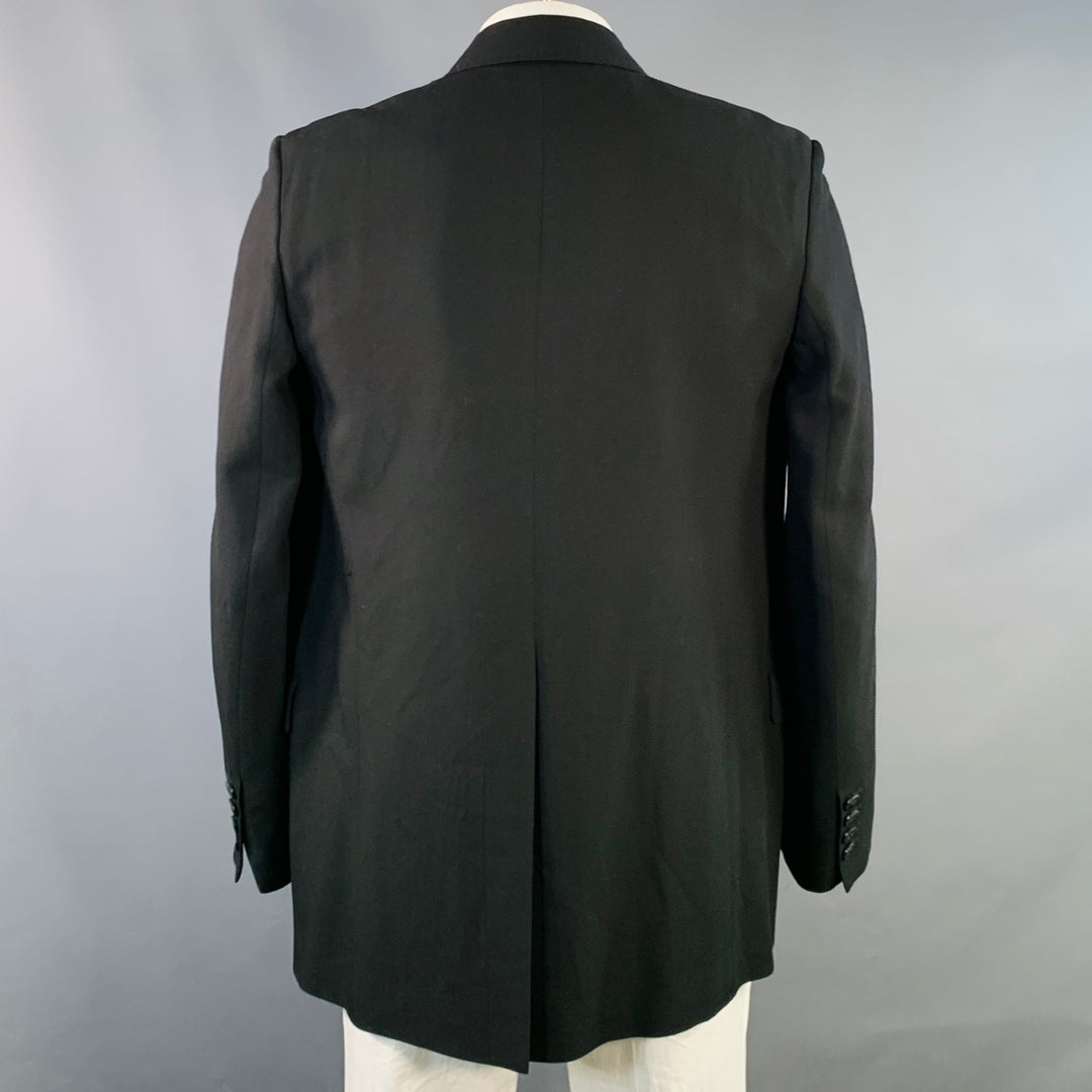 ANN DEMEULEMEESTER Size 44 Black Twill Viscose Virgin Wool Sport Coat