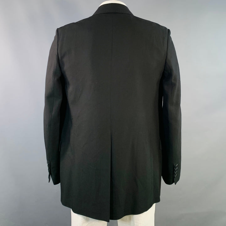 ANN DEMEULEMEESTER Size 44 Black Twill Viscose Virgin Wool Sport Coat